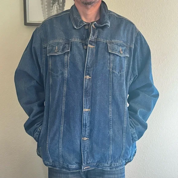 Liberty Blues Men's Big & Tall Blue Denim Jacket with Cozy Lined Interior - Picture 2 of 8